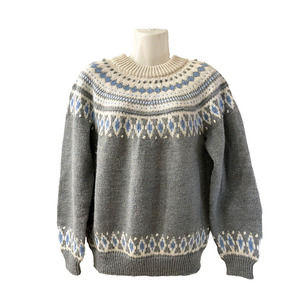 Dale of Norway Women's M42 Pullover Sweater Gray Blue White Nordic Ski 100% Wool